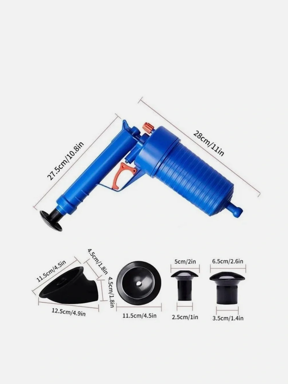 Dredge Pipe/Handheld Sink, Toilet & Tub Pressure Plunger w Trigger Pump